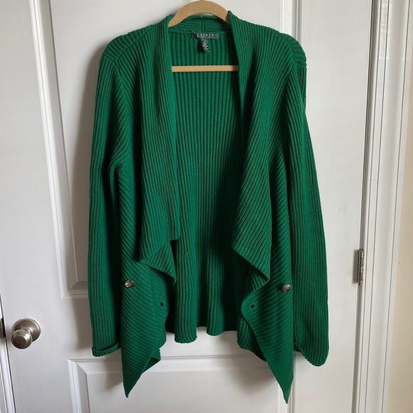 Lauren Ralph Lauren Sweaters - NWT Lauren by Ralph Lauren Green Drape Cardigan Sweater